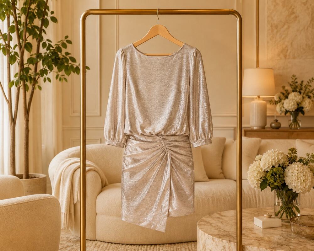 Ba&sh Zalina Rose Metallic Surplice Back Mini Dress NWT Size 0 Glam Cocktail